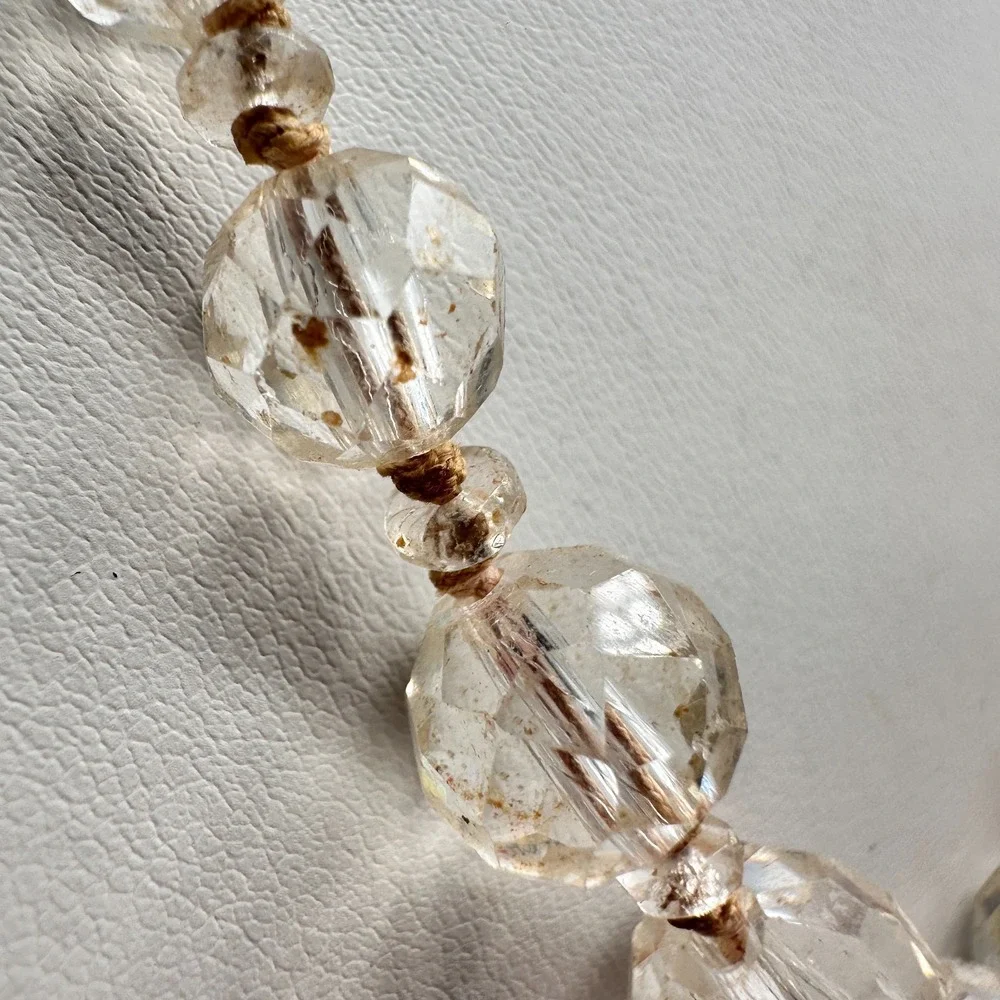 Vintage 90s Clear Faceted Crystal Beaded Necklace Women's Classic Jewelry‎ Retro
